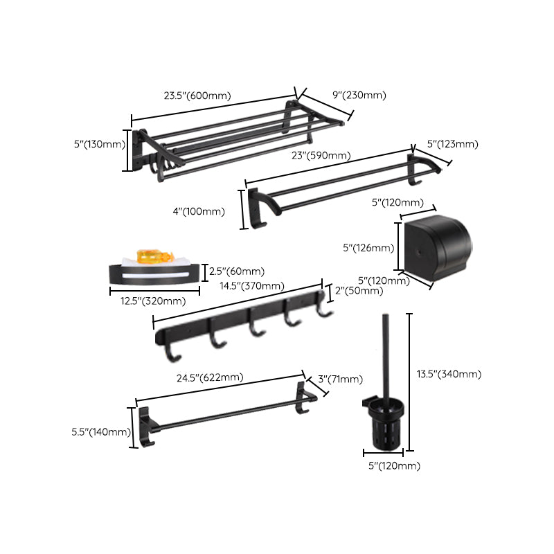 Rynx | Modern Matt Black Bathroom Shelf Paper Holder Bathroom Accessory Set