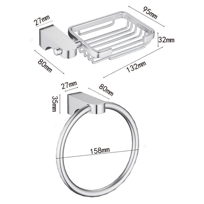 Rynx | 6-piece Chrome Bathroom Accessory as Individual Piece or as Set with Towel Ring Bar