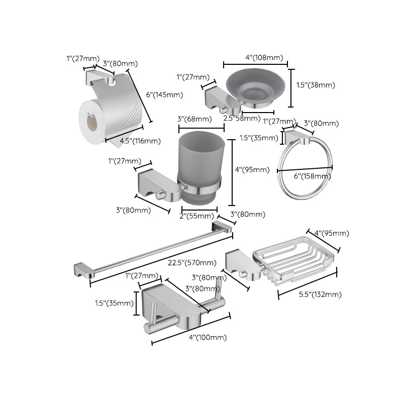 Rynx | 6-piece Chrome Bathroom Accessory as Individual Piece or as Set with Towel Ring Bar