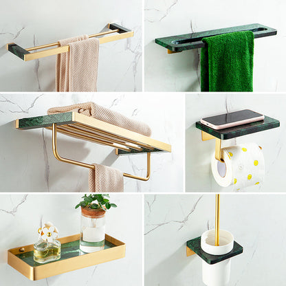 Rynx | Golden Bath Hardware Set Brass & Marble Bathroom Accessories Set