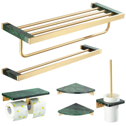 Rynx | Golden Bath Hardware Set Brass & Marble Bathroom Accessories Set