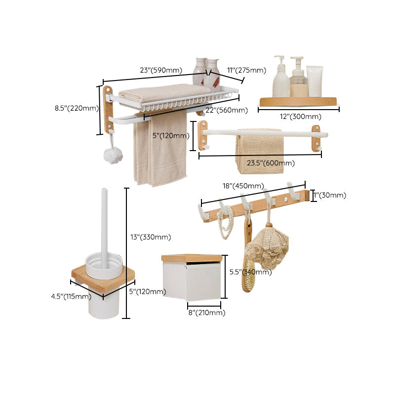 Rynx | Aluminium and Wood Bath Accessories Set White Bathroom Accessories Kit