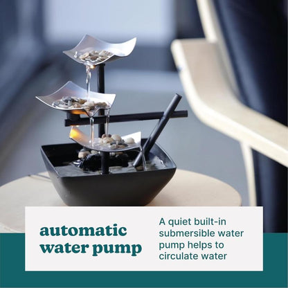 Rynx | Water Fountain Soothing Sound Machine - Automatic Pump, Deep Pool & Natural River Stones