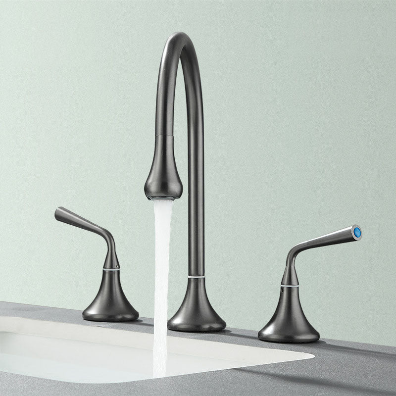 Rynx | Double Handle Tub Filler Deck Mounted High Arc Brass Modern Roman Tub Filler