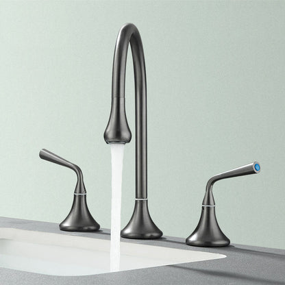 Rynx | Double Handle Tub Filler Deck Mounted High Arc Brass Modern Roman Tub Filler