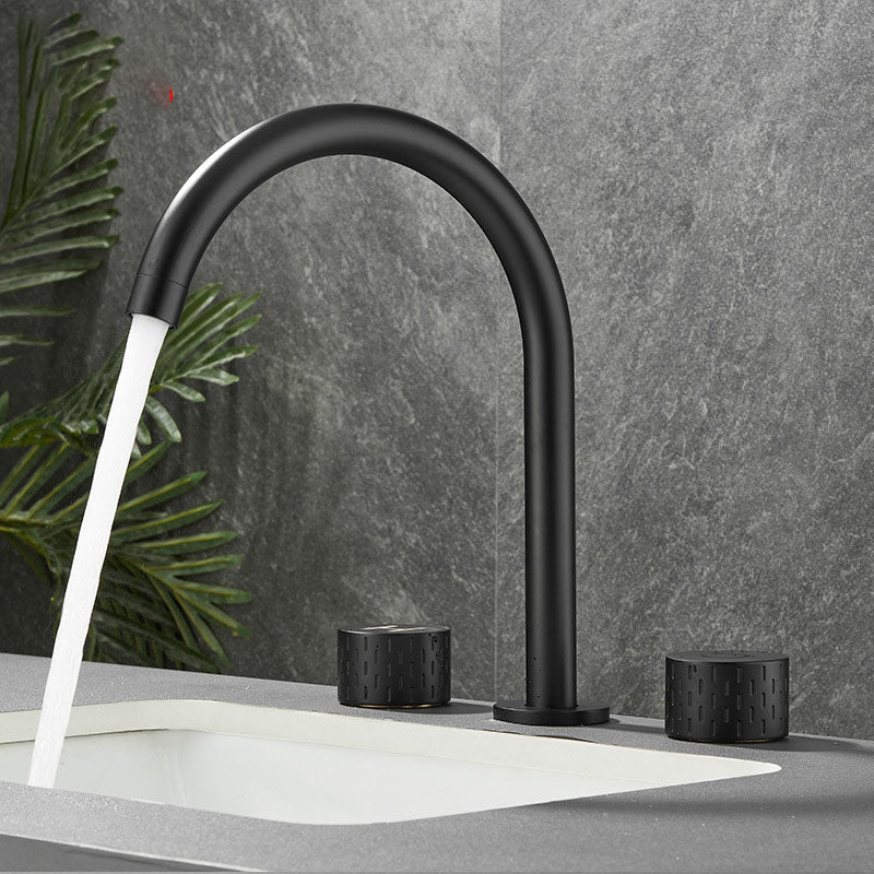 Rynx | Double Handle Tub Filler Deck Mounted High Arc Brass Modern Roman Tub Filler