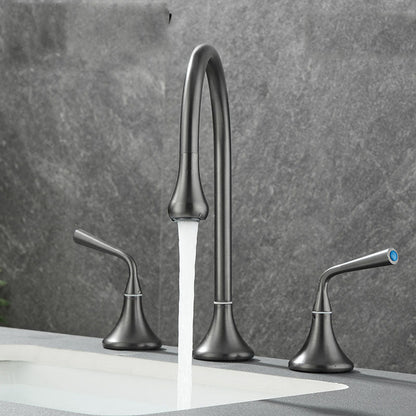 Rynx | Double Handle Tub Filler Deck Mounted High Arc Brass Modern Roman Tub Filler