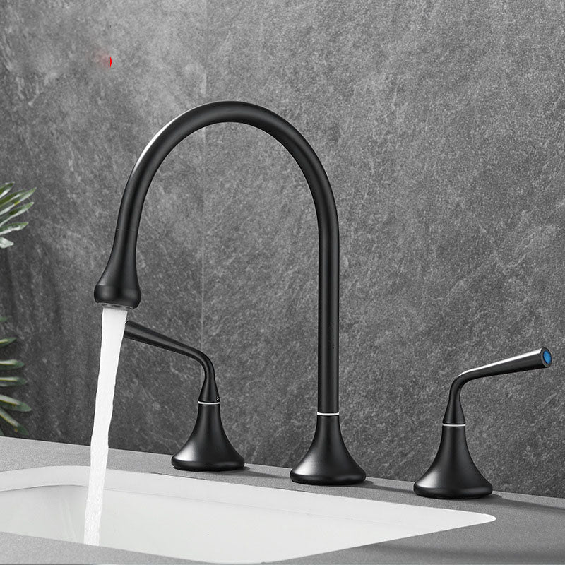 Rynx | Double Handle Tub Filler Deck Mounted High Arc Brass Modern Roman Tub Filler