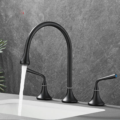 Rynx | Double Handle Tub Filler Deck Mounted High Arc Brass Modern Roman Tub Filler