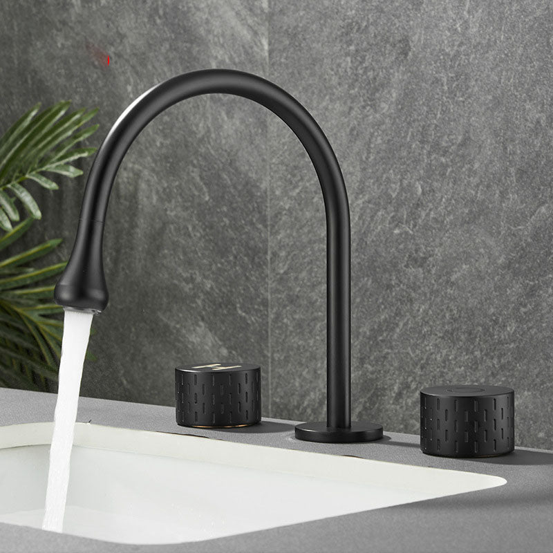 Rynx | Double Handle Tub Filler Deck Mounted High Arc Brass Modern Roman Tub Filler