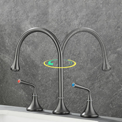 Rynx | Double Handle Tub Filler Deck Mounted High Arc Brass Modern Roman Tub Filler
