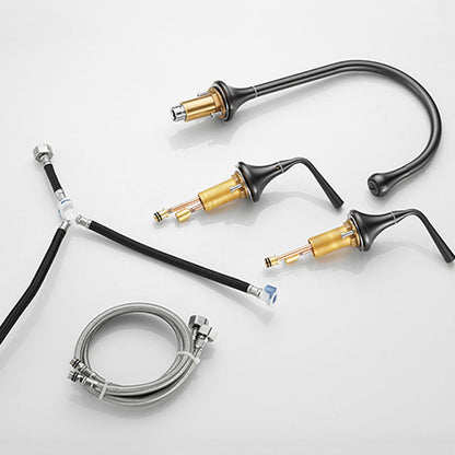 Rynx | Double Handle Tub Filler Deck Mounted High Arc Brass Modern Roman Tub Filler