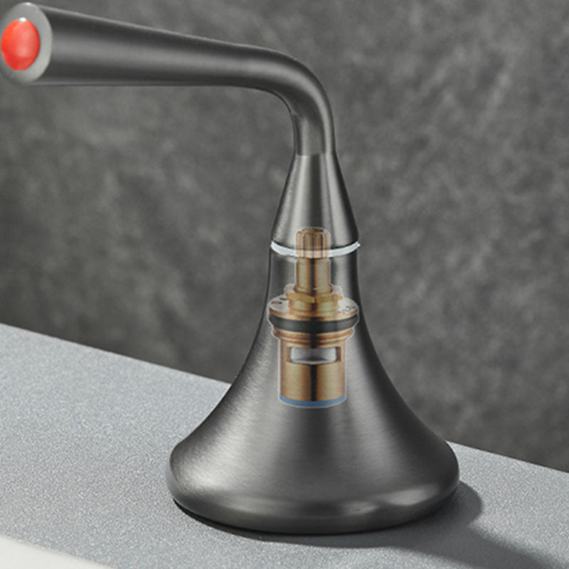 Rynx | Double Handle Tub Filler Deck Mounted High Arc Brass Modern Roman Tub Filler