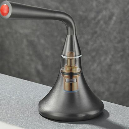 Rynx | Double Handle Tub Filler Deck Mounted High Arc Brass Modern Roman Tub Filler