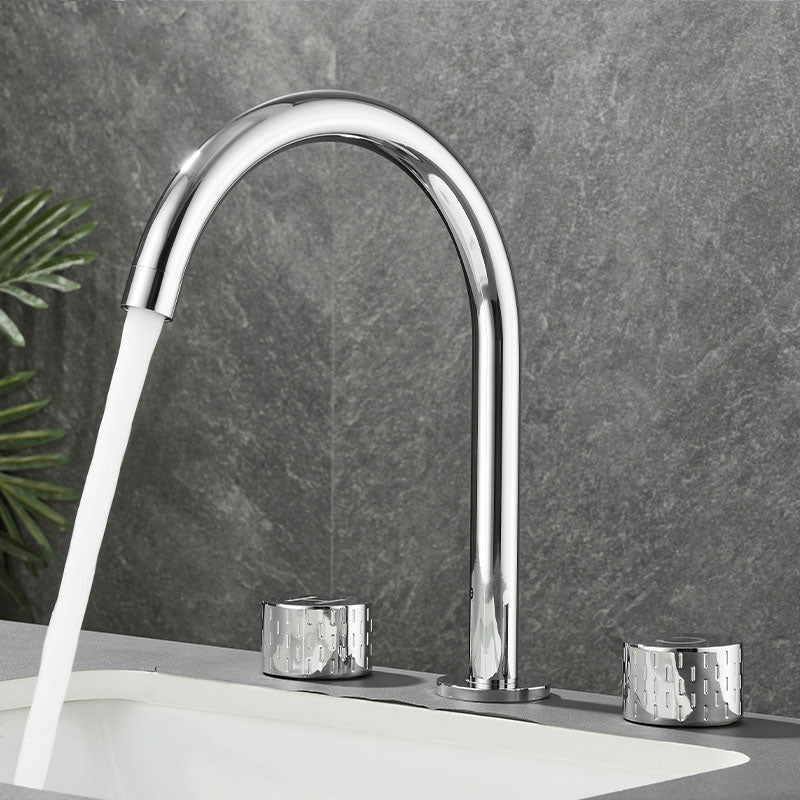 Rynx | Double Handle Tub Filler Deck Mounted High Arc Brass Modern Roman Tub Filler