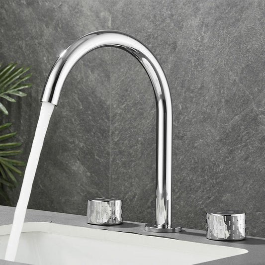 Rynx | Double Handle Tub Filler Deck Mounted High Arc Brass Modern Roman Tub Filler