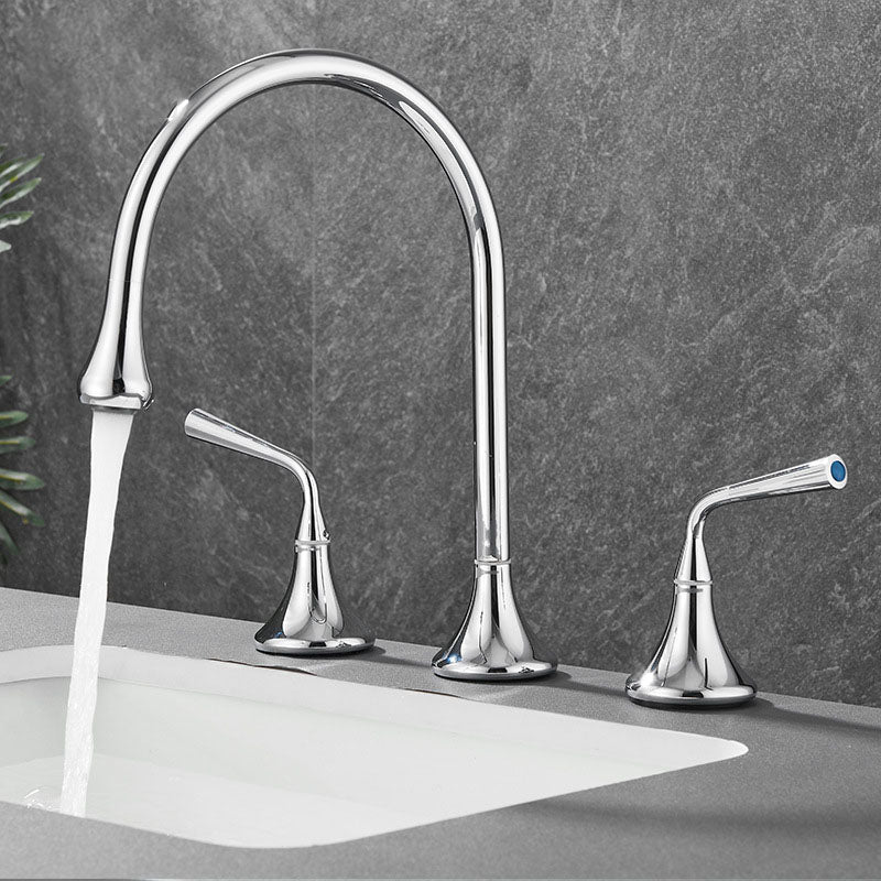 Rynx | Double Handle Tub Filler Deck Mounted High Arc Brass Modern Roman Tub Filler
