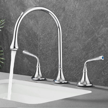 Rynx | Double Handle Tub Filler Deck Mounted High Arc Brass Modern Roman Tub Filler