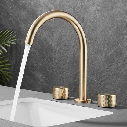 Rynx | Double Handle Tub Filler Deck Mounted High Arc Brass Modern Roman Tub Filler
