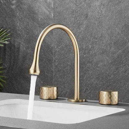 Rynx | Double Handle Tub Filler Deck Mounted High Arc Brass Modern Roman Tub Filler