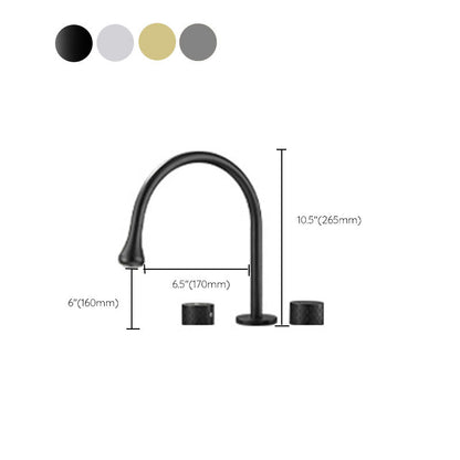Rynx | Double Handle Tub Filler Deck Mounted High Arc Brass Modern Roman Tub Filler