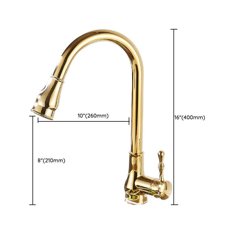 Rynx | Brushed Gold Kitchen Faucet High Arc Swivel Spout with Pull-Down Spray Head