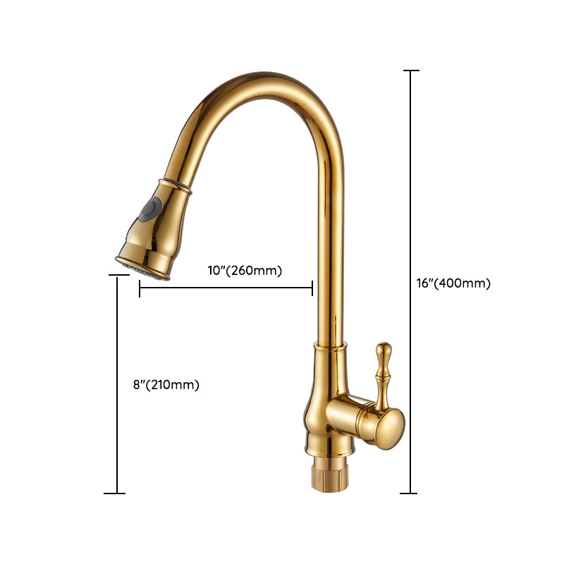 Rynx | Brushed Gold Kitchen Faucet High Arc Swivel Spout with Pull-Down Spray Head