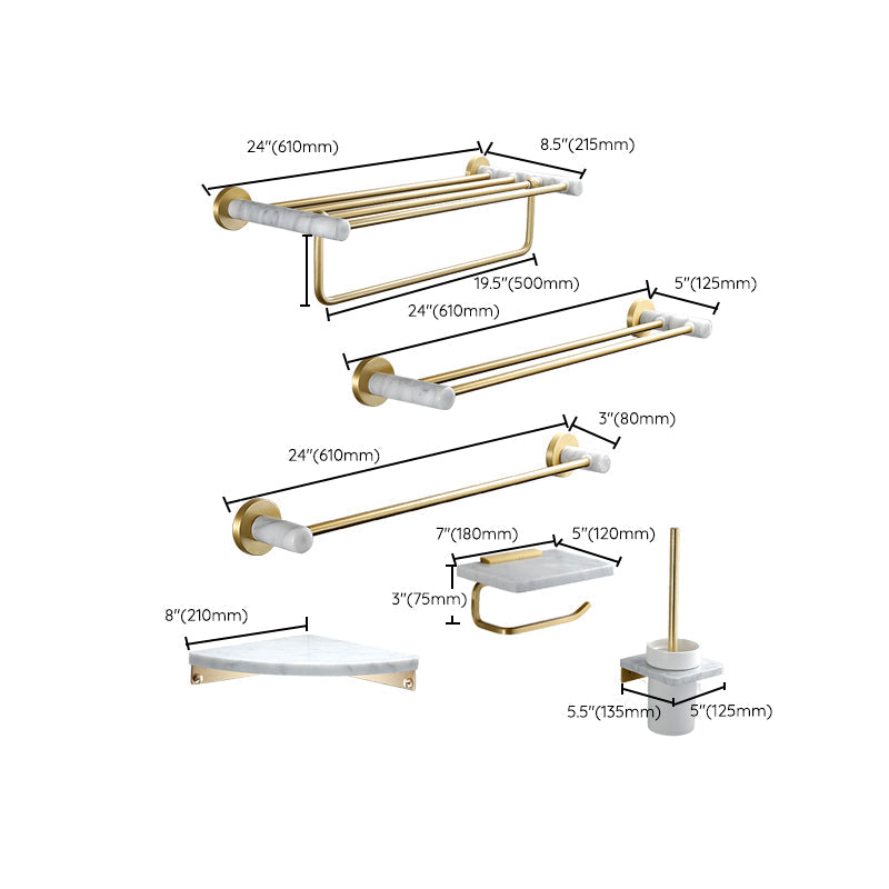 Rynx | 7-piece bathroom accessory set marble and metal bathroom hardware