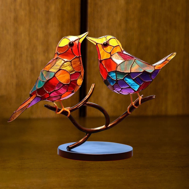 Rynx | VöGel On Branches Colored Acrylic Ornaments, Double-Sided Multicolored Style
