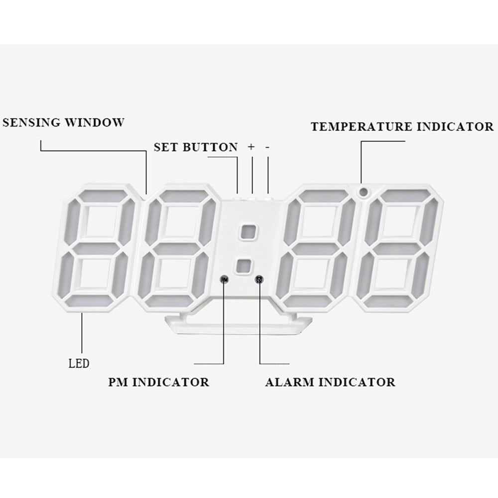 Rynx | LED-Digital Wall Clock - Temperature and Alarm