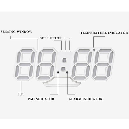 Rynx | LED-Digital Wall Clock - Temperature and Alarm