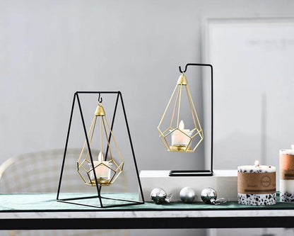 Rynx | GeoLume Geometric Hanging Candle Holder or Vase made of Iron | Modern Design | Versatile Decoration