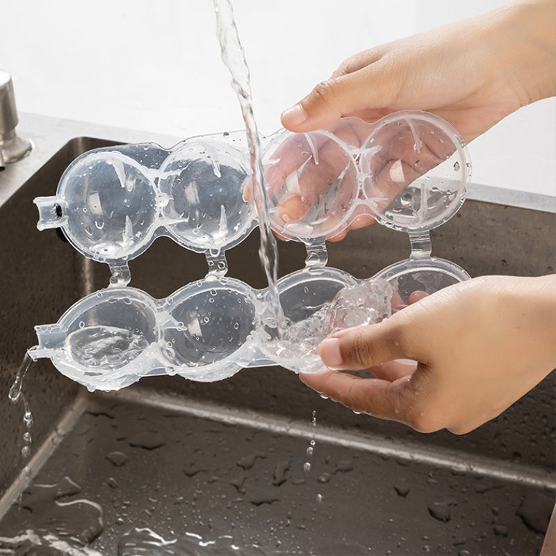 Rynx | Round Cylindrical Ice Ball Maker - 4 Perfect Refreshing Ice Sphere Cubes