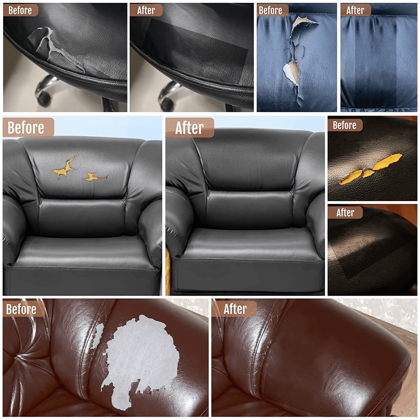 Rynx | Jumbo XL Luxe Litchi Leather Repair Stickers - Stylish Solutions for Elegant Furniture Repairs