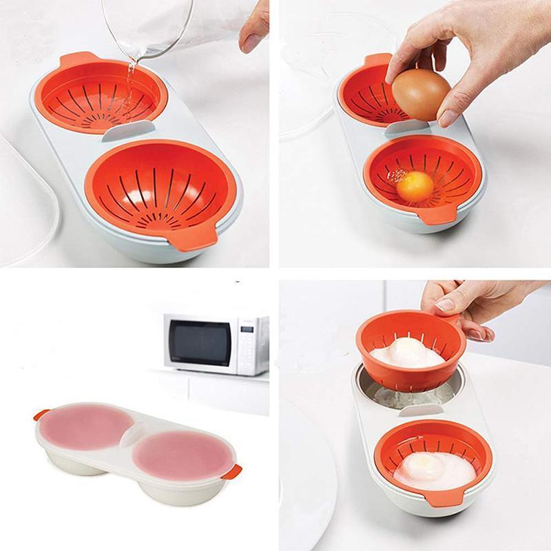 Rynx | Microwave Egg Poacher Food Quality, 2-Cup Portable Egg Cooker