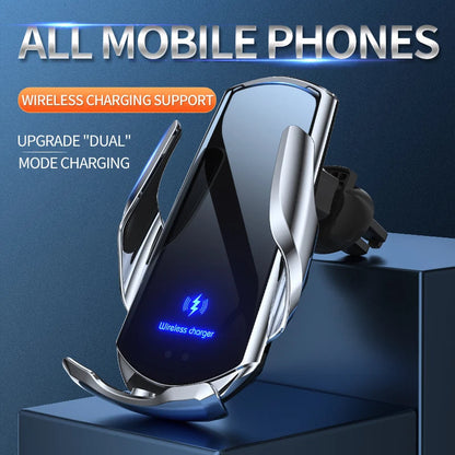 Rynx | 2-in-1 Wireless Car Charger & Phone Holder Automatic Clamping - Fast Charging Secure Universal Compatibility Adjustable & Practical