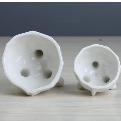 Rynx | FaciaBloom - 2-piece set White Ceramic Face Succulent Pots | Modern Design | Decor for Home & Office