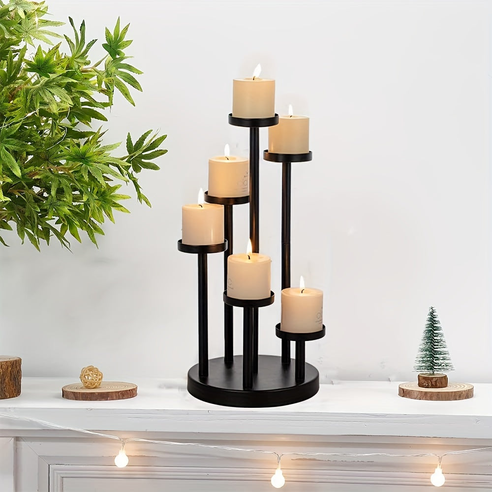 Rynx | Elegant Black Candelabra Table Decoration – 5-Column Candle Holder For Weddings, Parties, Dinner Table