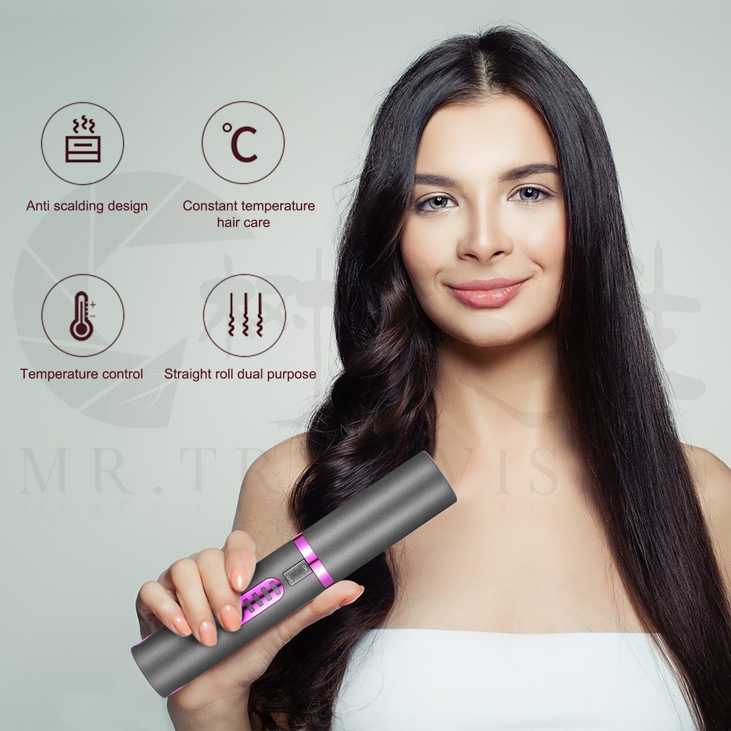 RYNX | USB rechargeable mini wireless ceramic hair straightener for home use