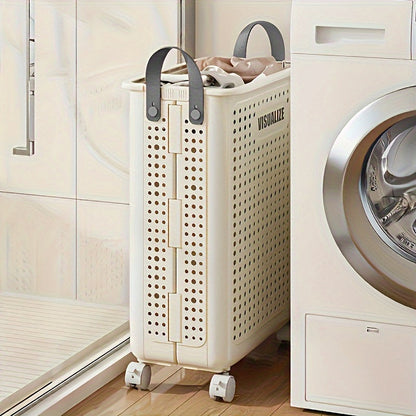 Rynx | Foldable Plastic Laundry Basket with Wheels
