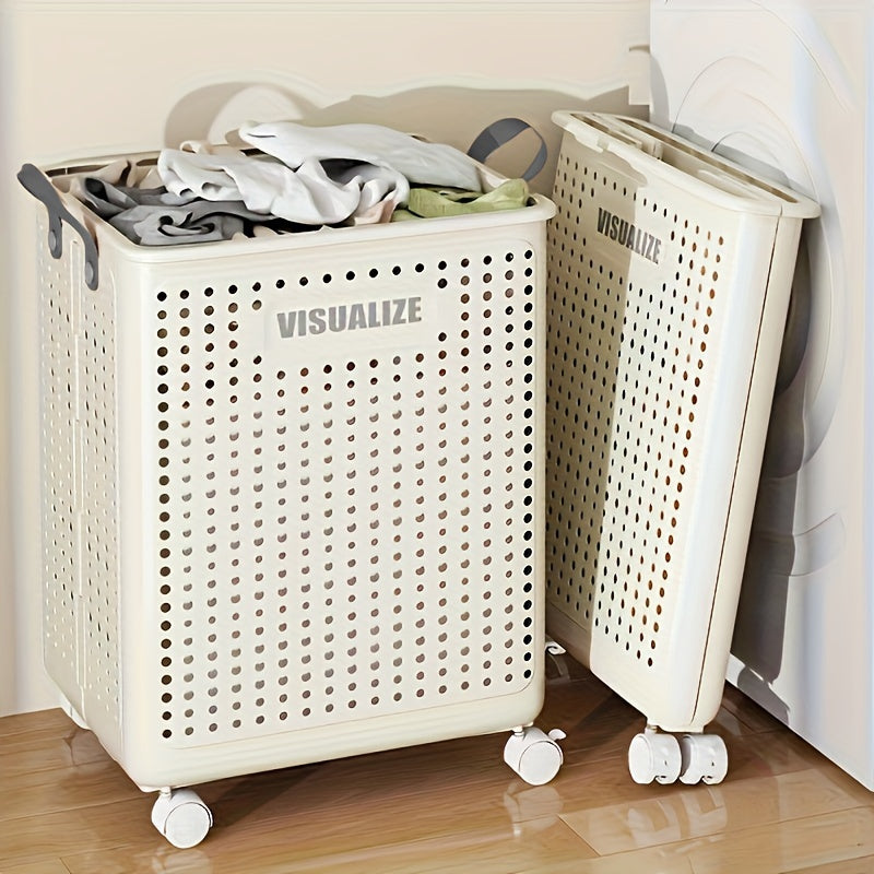 Rynx | Foldable Plastic Laundry Basket with Wheels