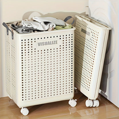 Rynx | Foldable Plastic Laundry Basket with Wheels