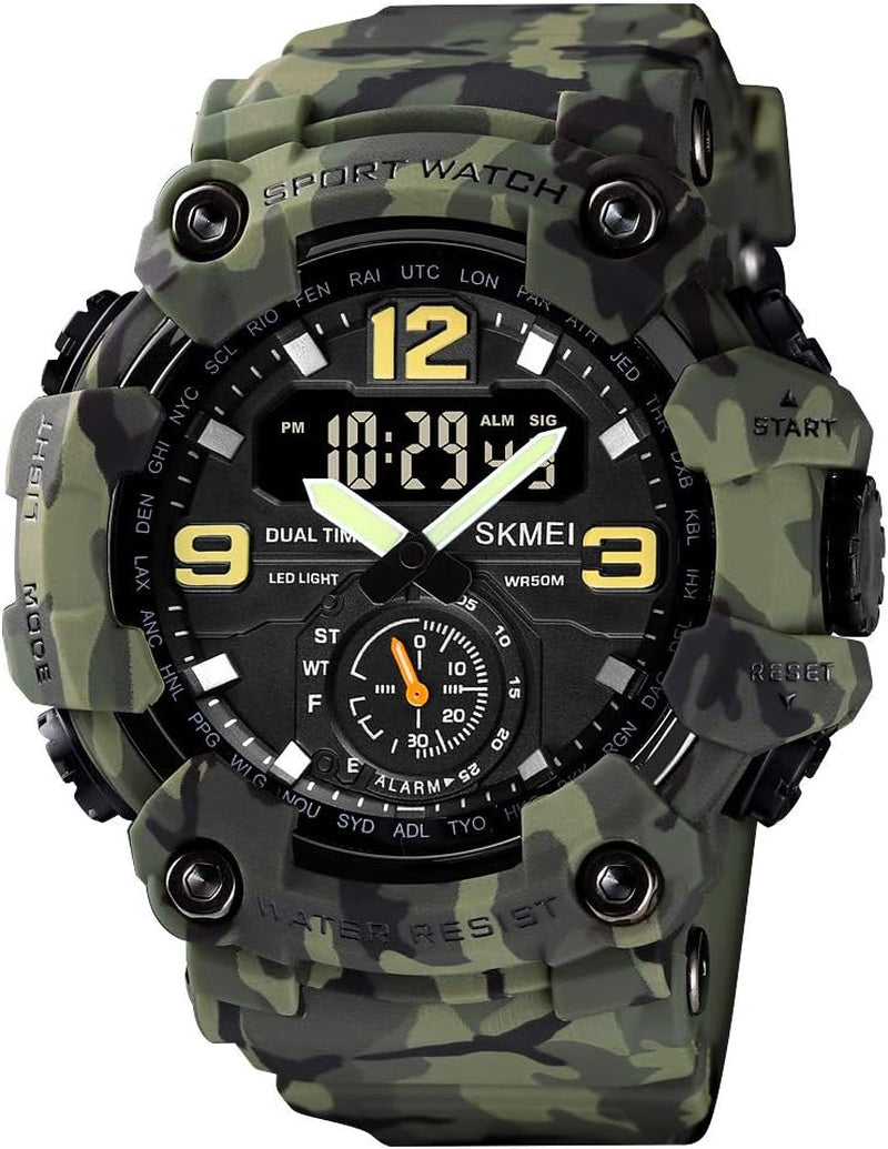 Rynx | Men's multifunctional large face sports watch, waterproof shockproof camouflage series