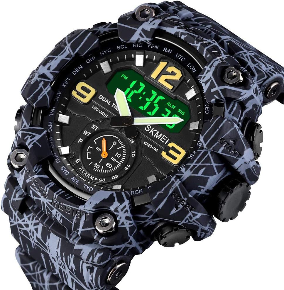 Rynx | Men's multifunctional large face sports watch, waterproof shockproof camouflage series