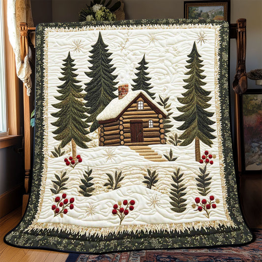 Rynx | Snow Forest Wooden House Quilted Blanket