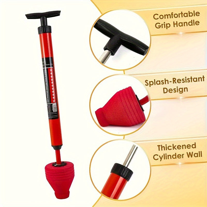 Rynx | Heavy-Duty Pneumatic Toilet Plunger - High-Pressure Drain Pipe Cleaner with Humanized Pump Design, Rubber Material, Commercial Tool for Toilet, Sink, Pipe Blockage Removal