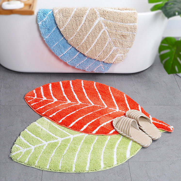 Rynx | Soft Beige Leaves Bathroom Rug, 19.6'' x 37.4'', Floral Non-Slip Bath Mat, Beige Plant Bathroom Rugs, Non-Slip Toilet Mat, Soft, Thick Bathroom Rug, Art Bathroom Mats, Best Bath Rugs, Non-Slip Shower Mat, Toilet Mat