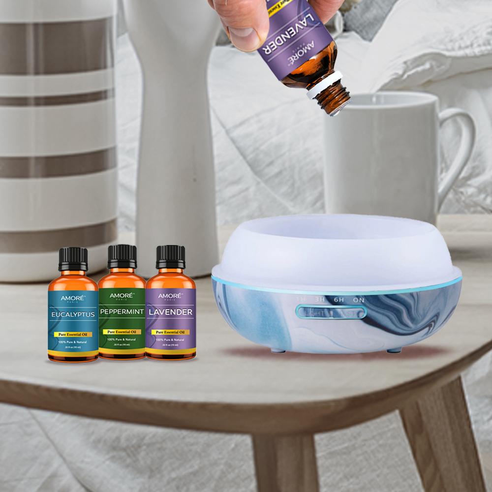 Rynx | 7-piece set: Hydro Dipped Ultrasonic Aromatherapy Diffuser With Essential Oils Gift Set