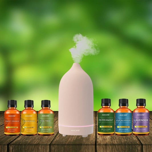Rynx | 7-Piece: Ultrasonic Aromatherapy Essential Oil Diffuser with Essential Oils