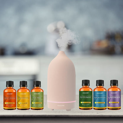 Rynx | 7-Piece: Ultrasonic Aromatherapy Essential Oil Diffuser with Essential Oils